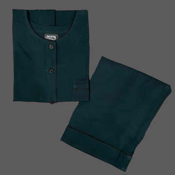 DARK GREEN ( ROUND NECK ) SUMMER LINEN PJ's SET