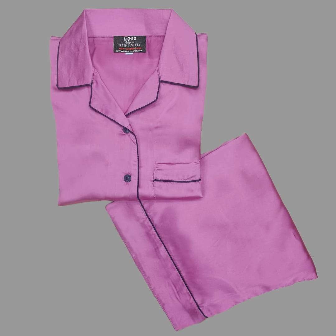 Shocking Pink Silk Pj set - S-4