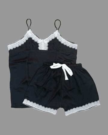 Black Silk Cami & Short – S-18 - NIGHTS WEAR