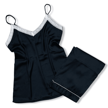 Black Silk Cami & Trouser – S-21 - NIGHTS WEAR