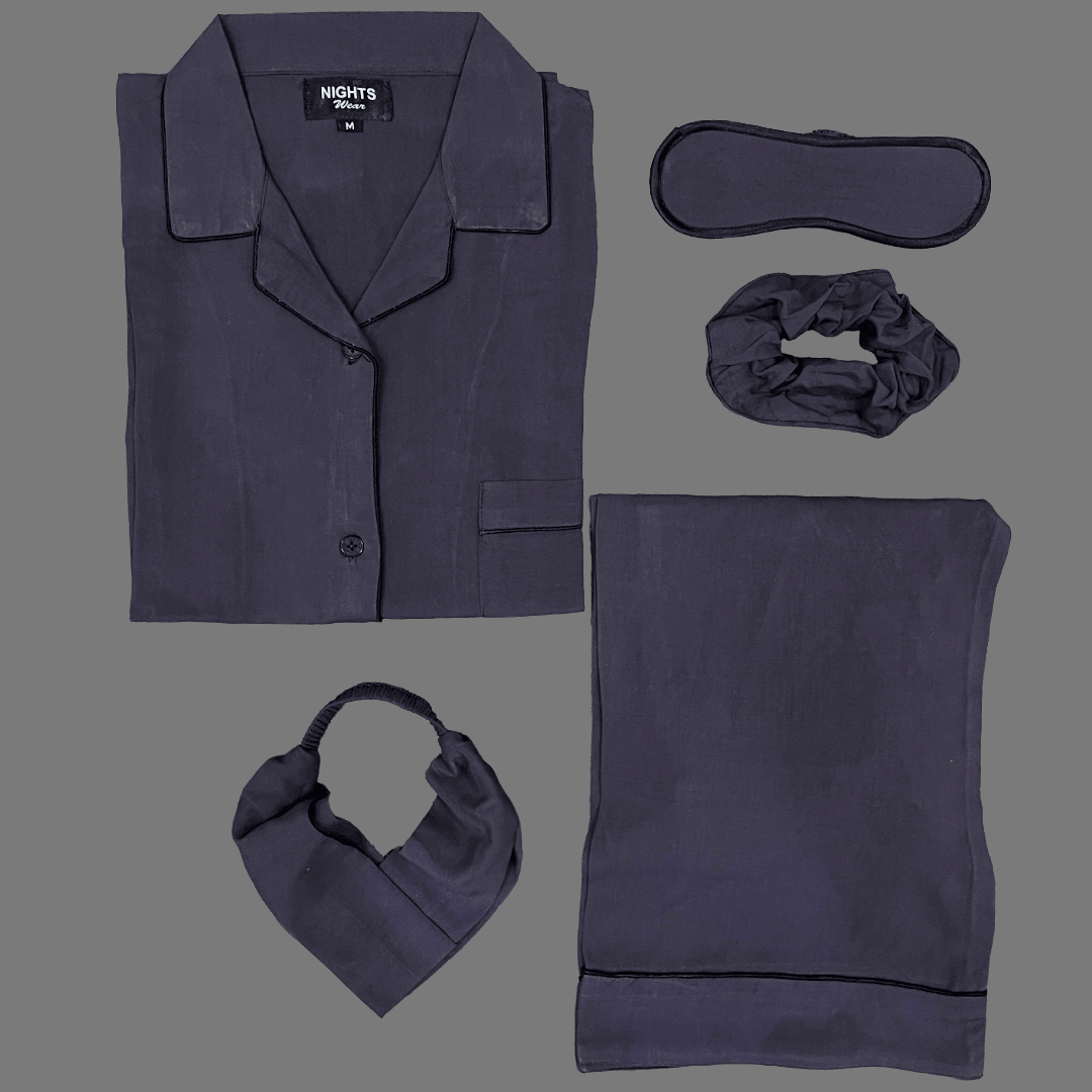 CHARCOAL GREY SUMMER LINEN PJ's SET - NIGHTS WEAR