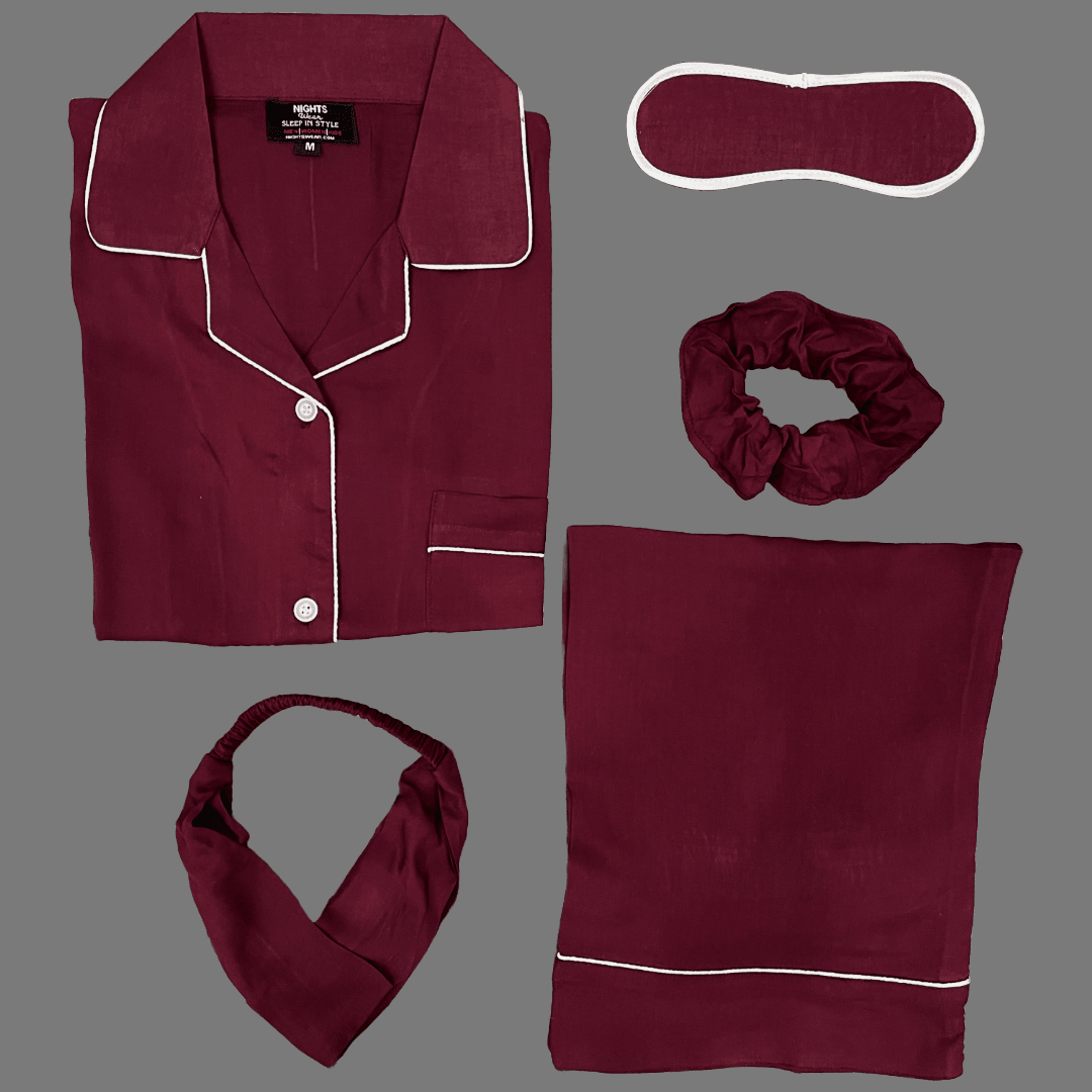 DARK MEHRON SUMMER LINEN PJ's SET - NIGHTS WEAR