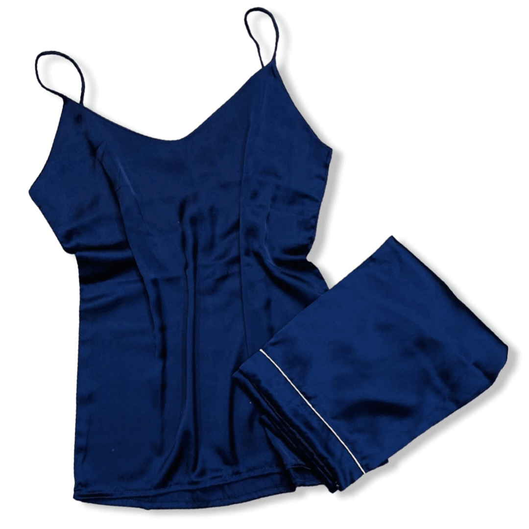 Navy Blue Silk Cami & Trouser – S-20 - NIGHTS WEAR