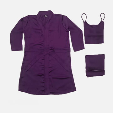 Purple Silk Rob Set – S-26 - NIGHTS WEAR