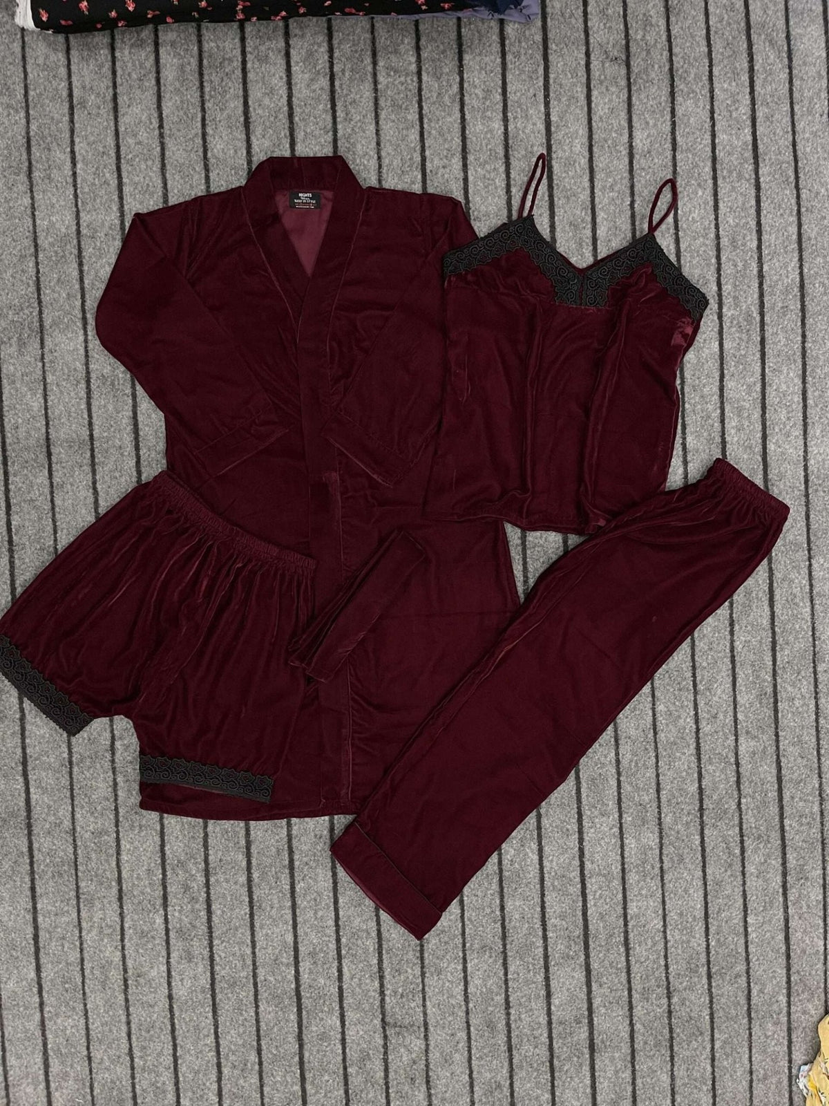 Velvet Night Dress- V-10 - NIGHTS WEAR