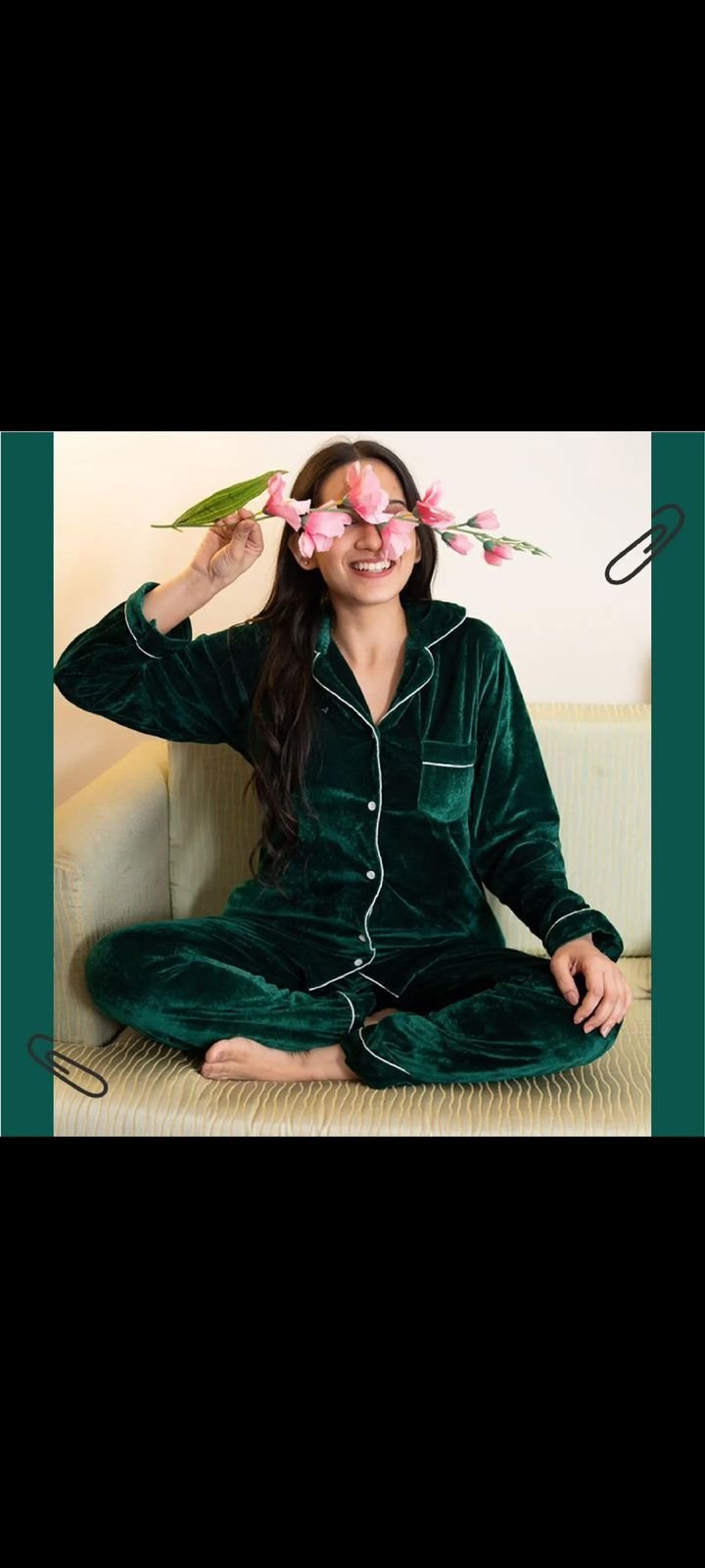 Velvet Night Dress- V-4 - NIGHTS WEAR