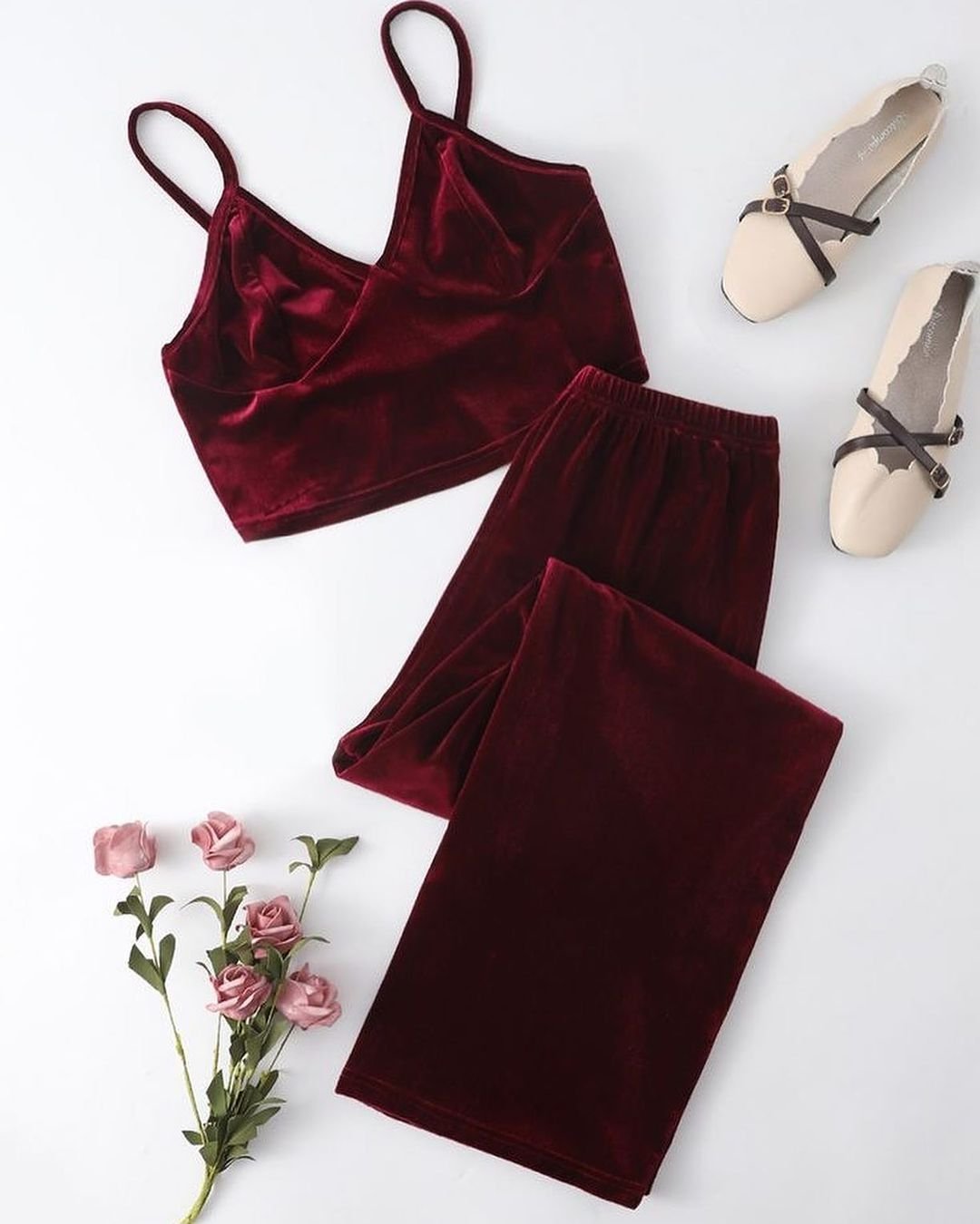 Velvet Night Dress- V-9 - NIGHTS WEAR