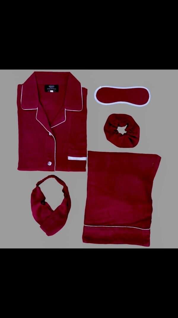 Summer Linen PJ's Set Scarlet Red SOLID- L-757
