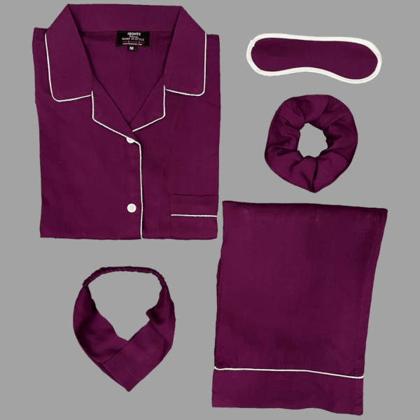Summer Linen PJ's Set Purple Solid- L-758