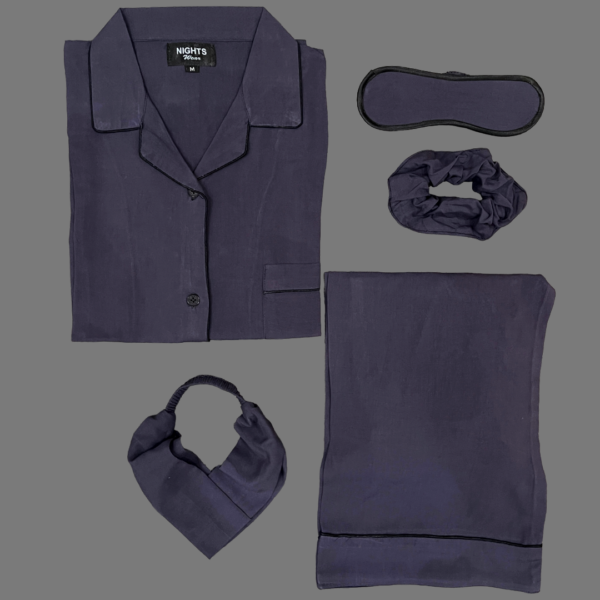 Summer Linen PJ's Set Charcoal Grey- L-1213