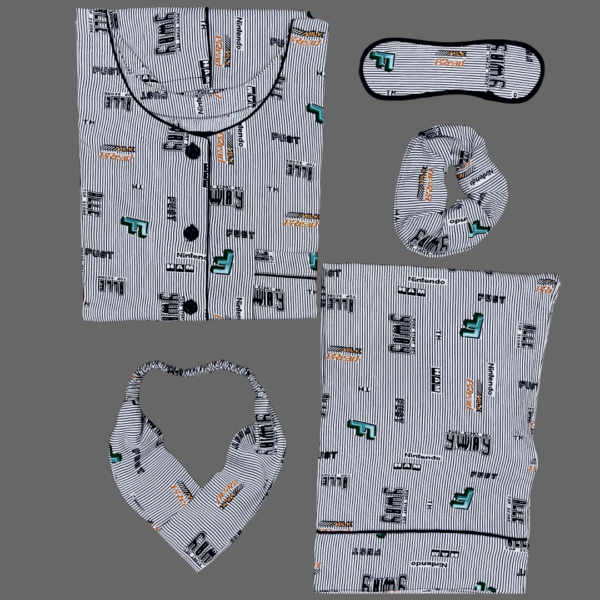 Summer Linen PJ's Set Round Neck- L-1296